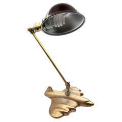 Rare lampe de table Art déco DC-3 en laiton de 1987, par Sarsaparilla