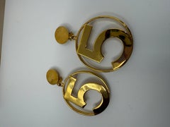 Rare 1987 Chanel Runway Number “5” Hoop Earrings