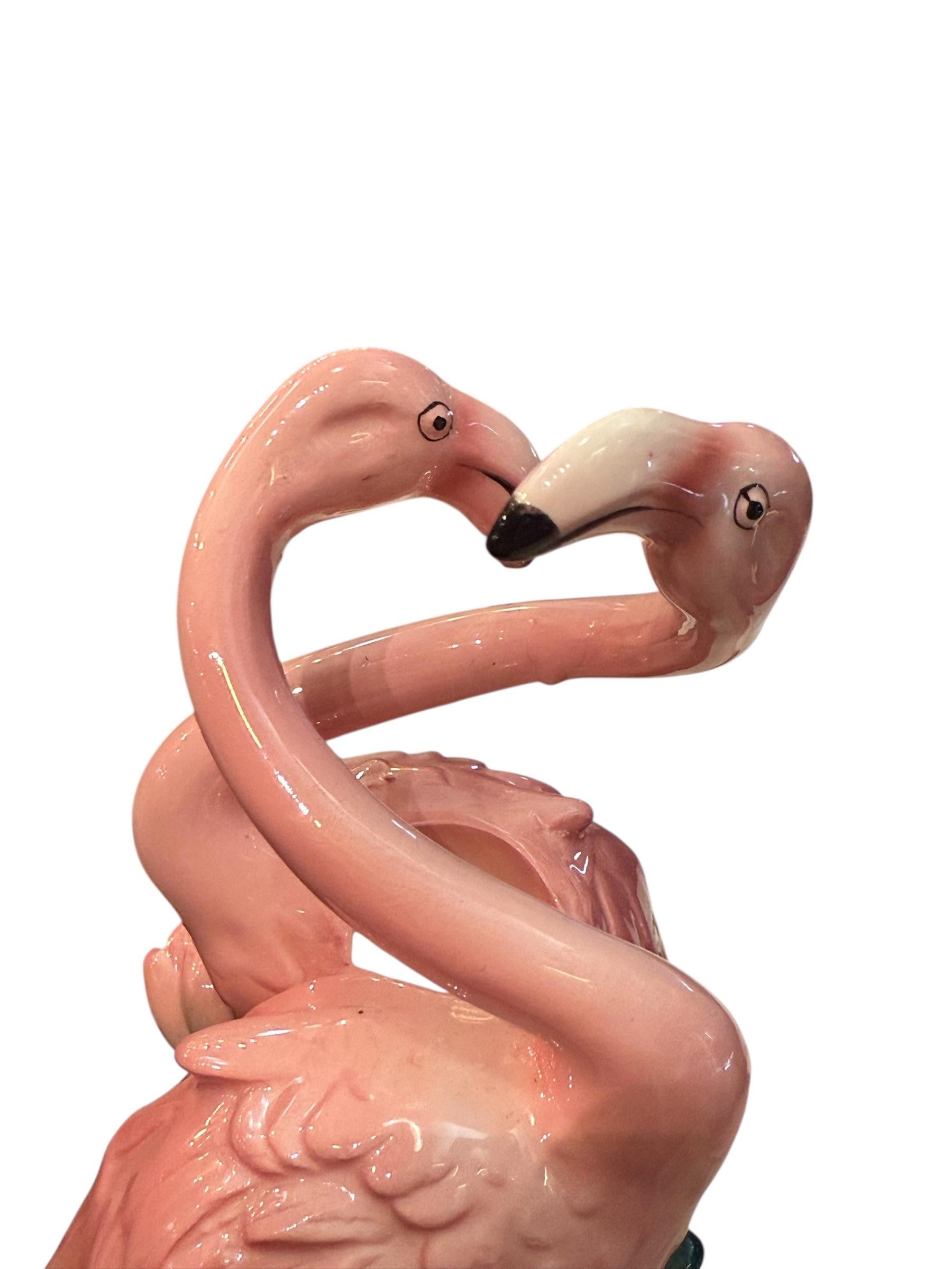 Rare 1987 Fitz & Floyd Flamingo Candleholder In Good Condition In Pasadena, CA