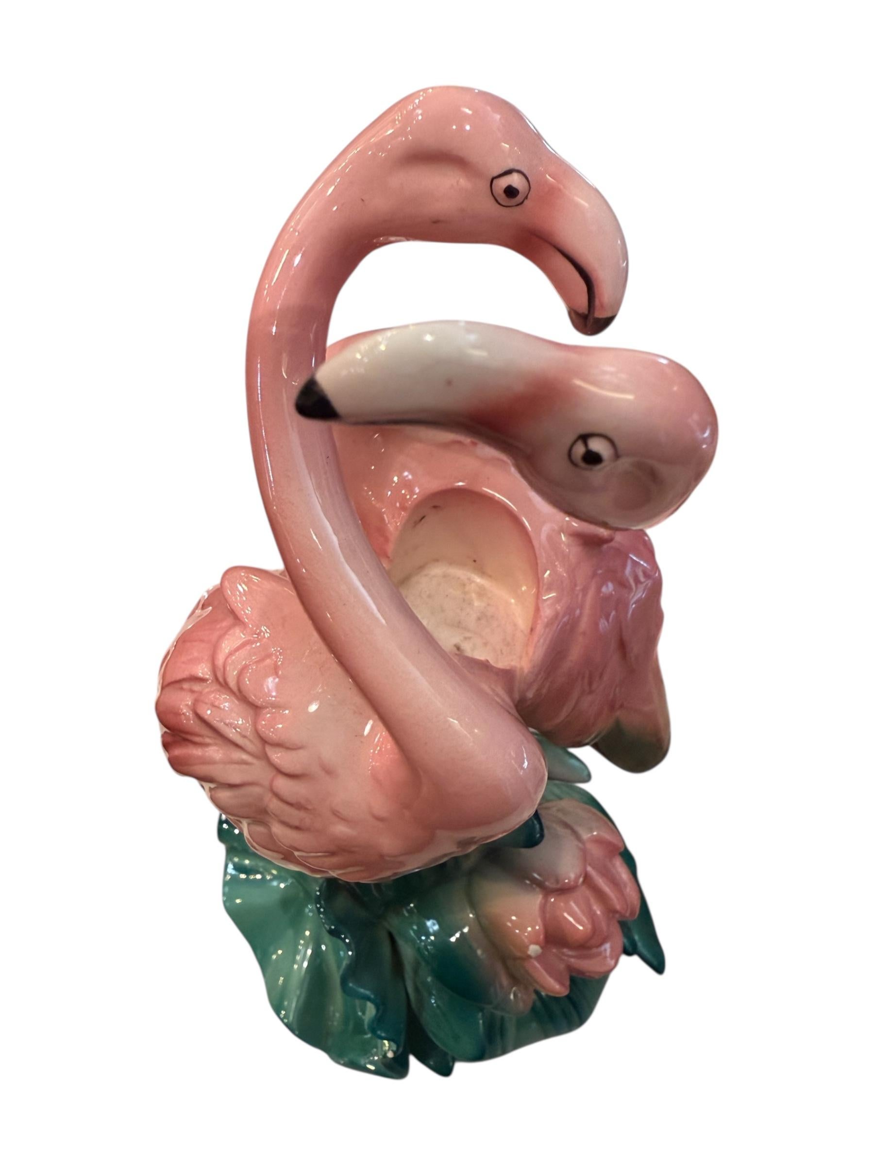 Ceramic Rare 1987 Fitz & Floyd Flamingo Candleholder