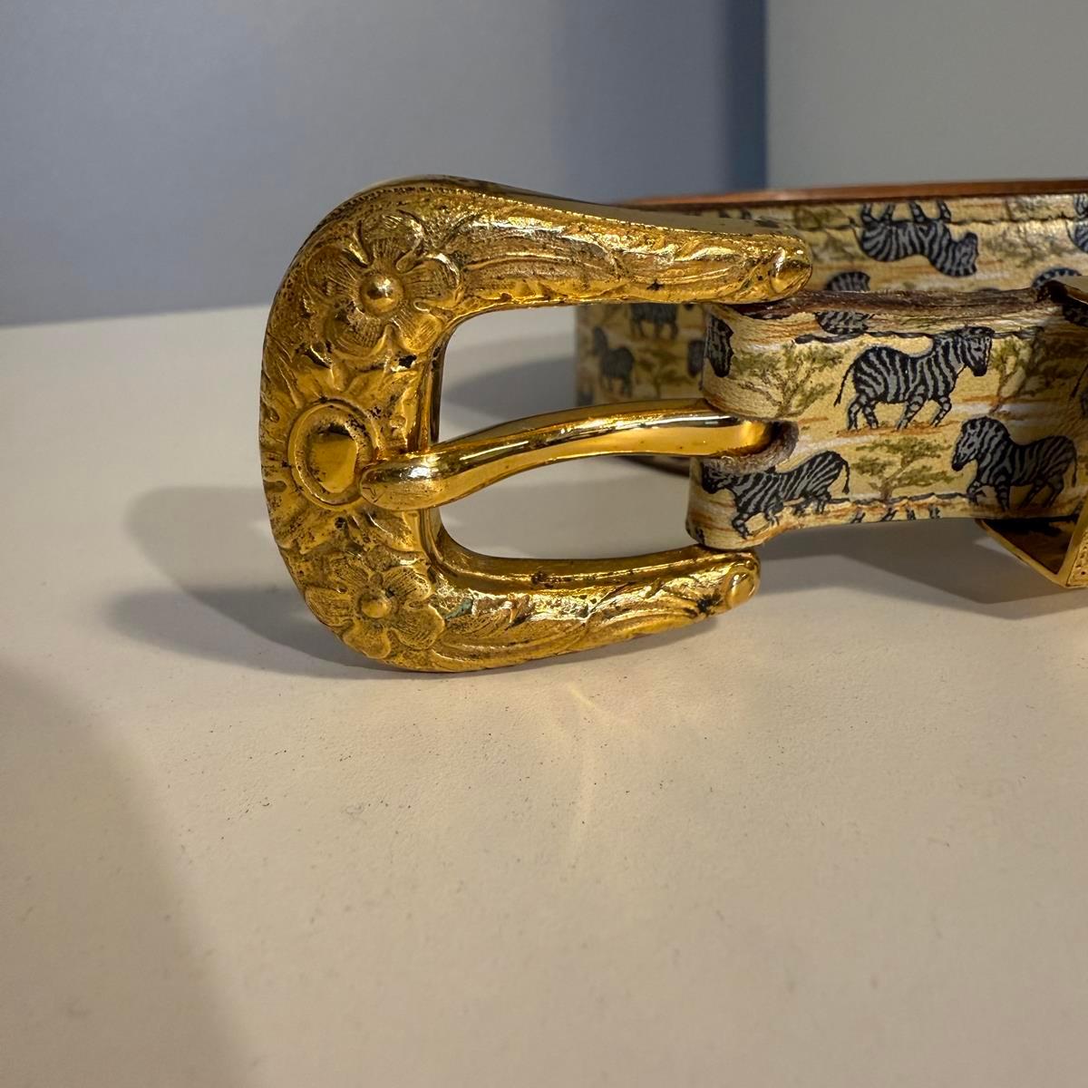 Brown Rare 1988 Hermès Zebra Vintage Belt For Sale