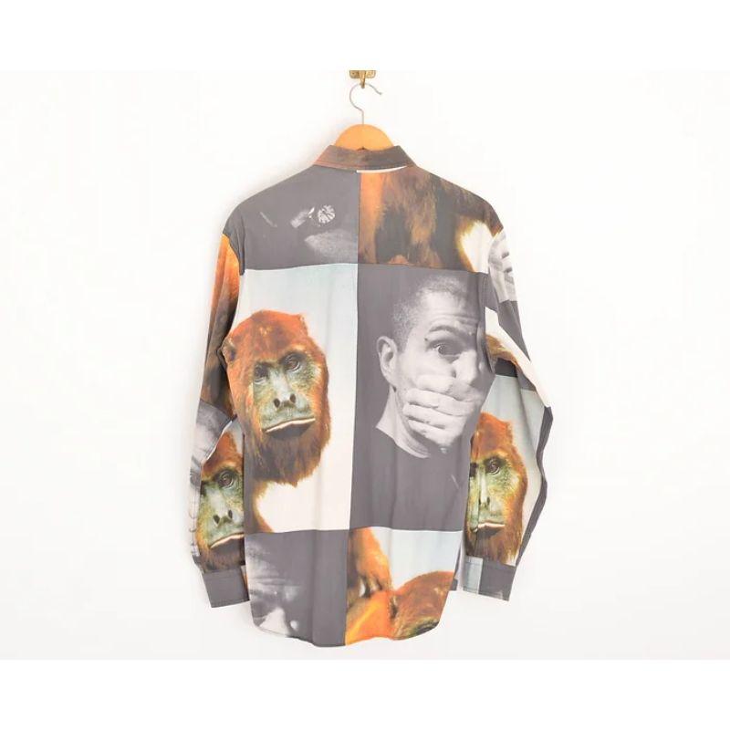 Men's Rare 1990's Archival Moschino 'Franco Monkey' Print Long Sleeve Pattern Shirt