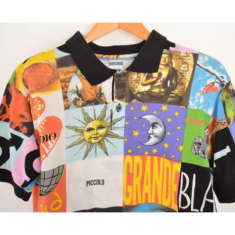 Polo vintage anni '90 con stampa 'Opposites' di Moschino Jeans, uno dei capi più iconici dell'epoca in cui Franco Moschino regnava nell'UK Garage. 

MADE IN ITALY!

Caratteristiche:
Colletto con bottoni
L'iconica stampa 