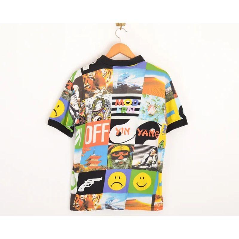 Rare 1990's Archival Moschino 'Opposites' Print Polo Shirt - Tee In Fair Condition For Sale In Sheffield, GB