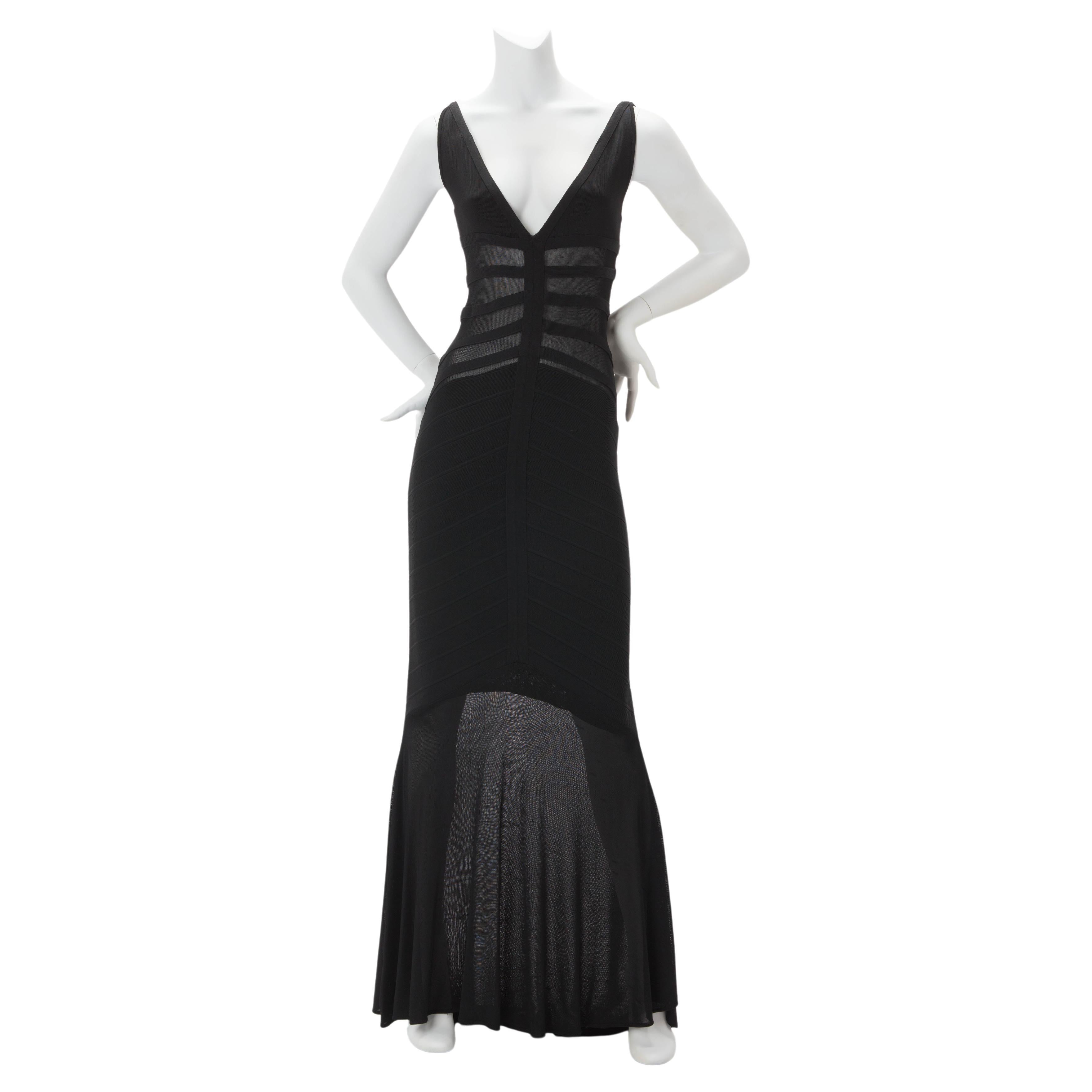 Rare 1990s Azzedine Alaia Black Lycra Gown Runway Sample Museum