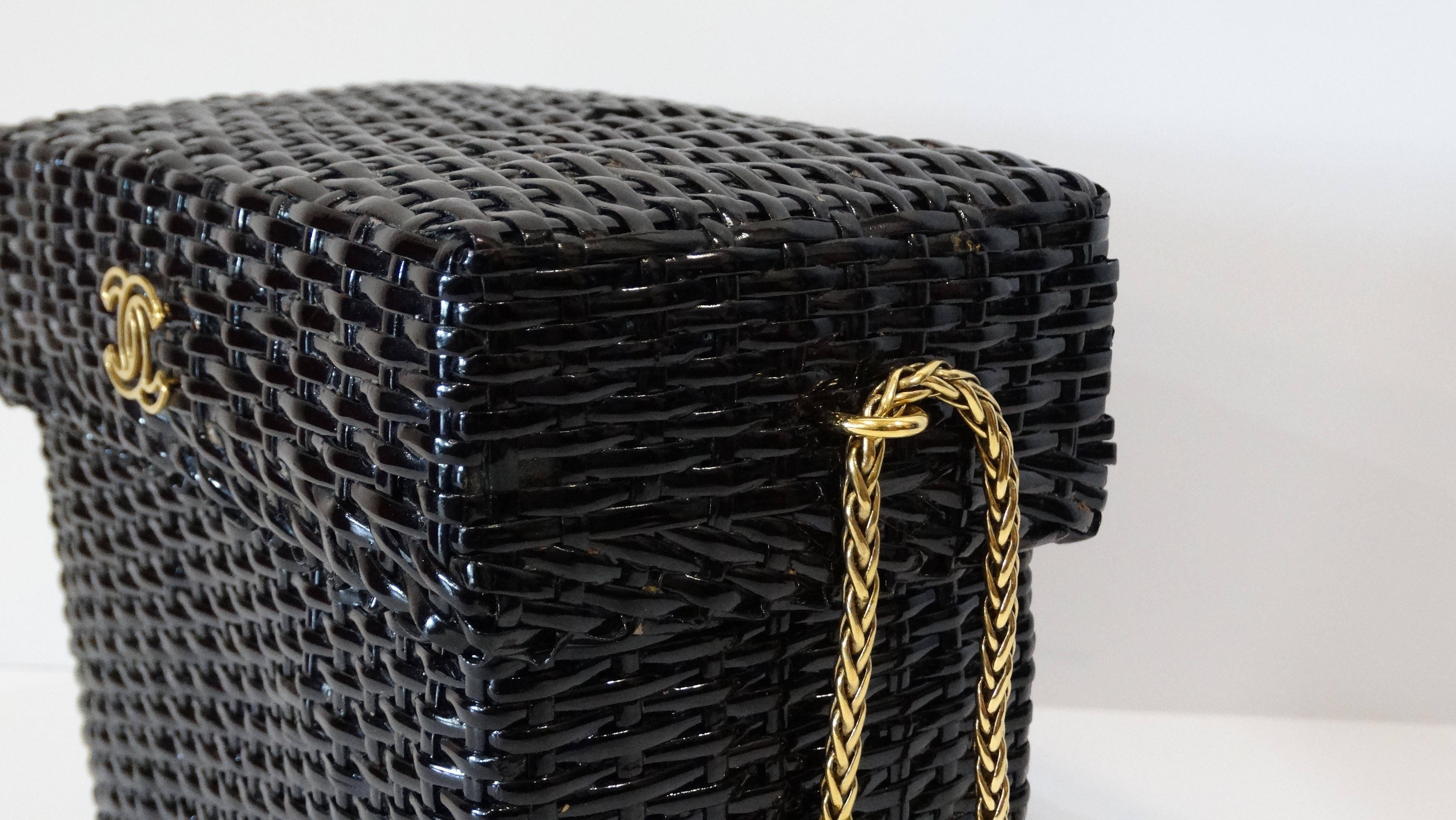 chanel black basket bag