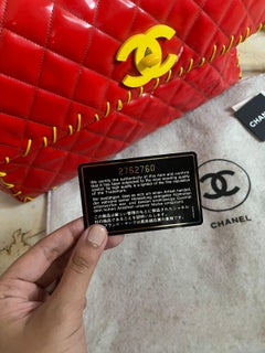 Rare 1990s Chanel Red Vinyl Maxi Whipstitch Flap Bag