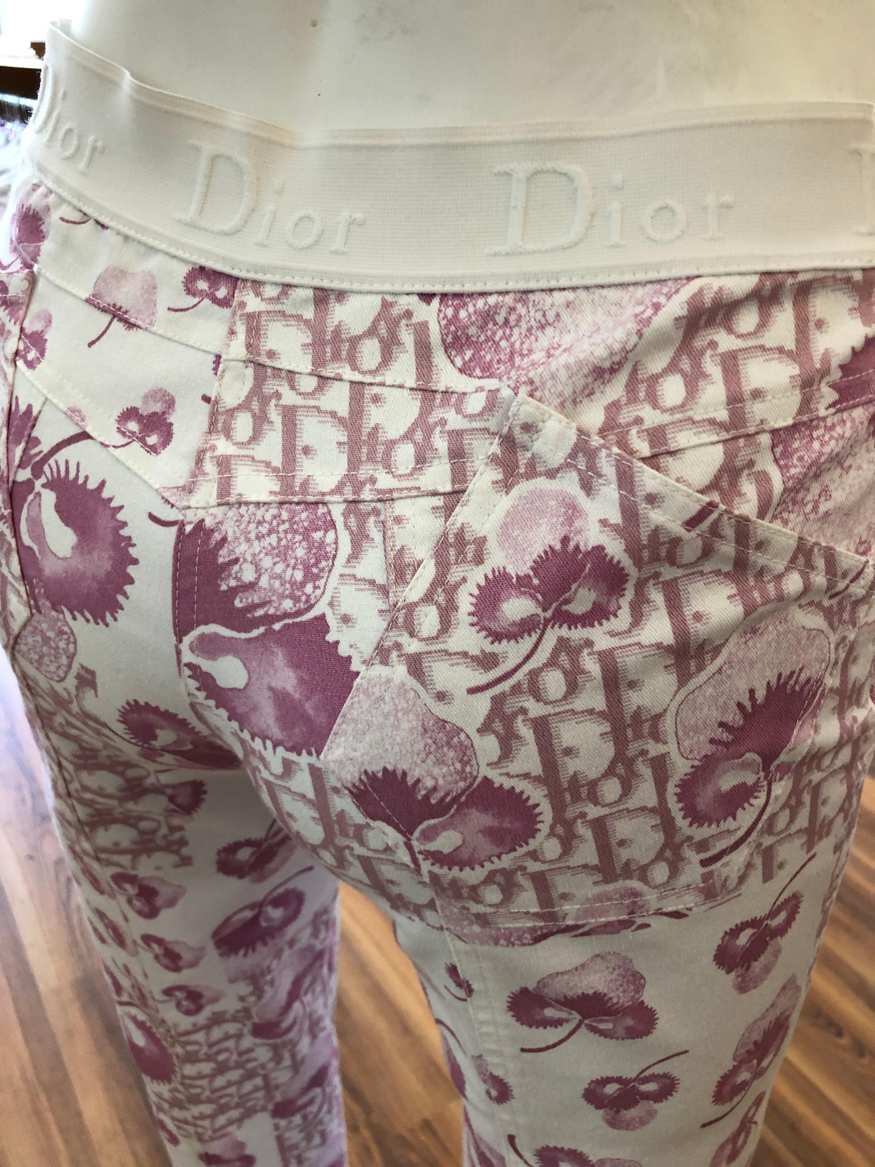 Gray Rare 1990s Christian Dior by John Galliano Trotter/Flower Print Pants (S) - (S+)