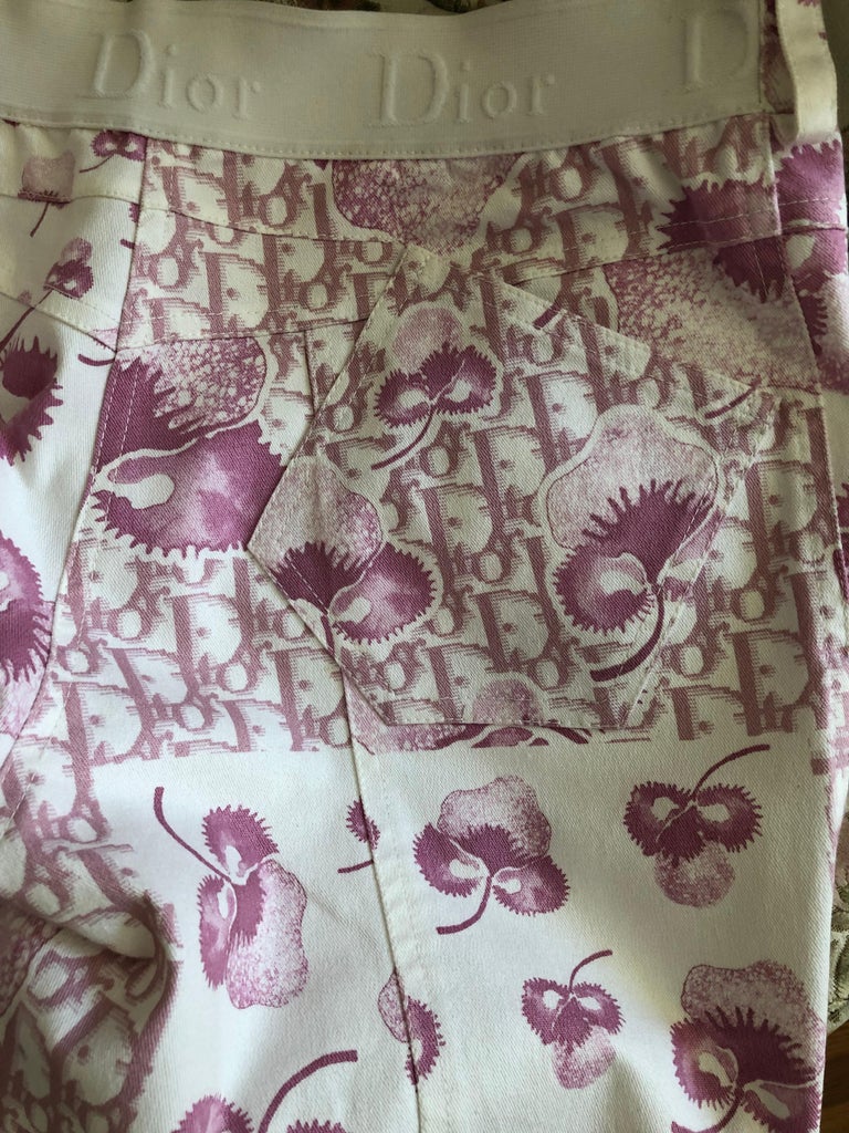 Dior cotton Galliano-Trotter all-over pattern Pants Indigo 40 main image 1