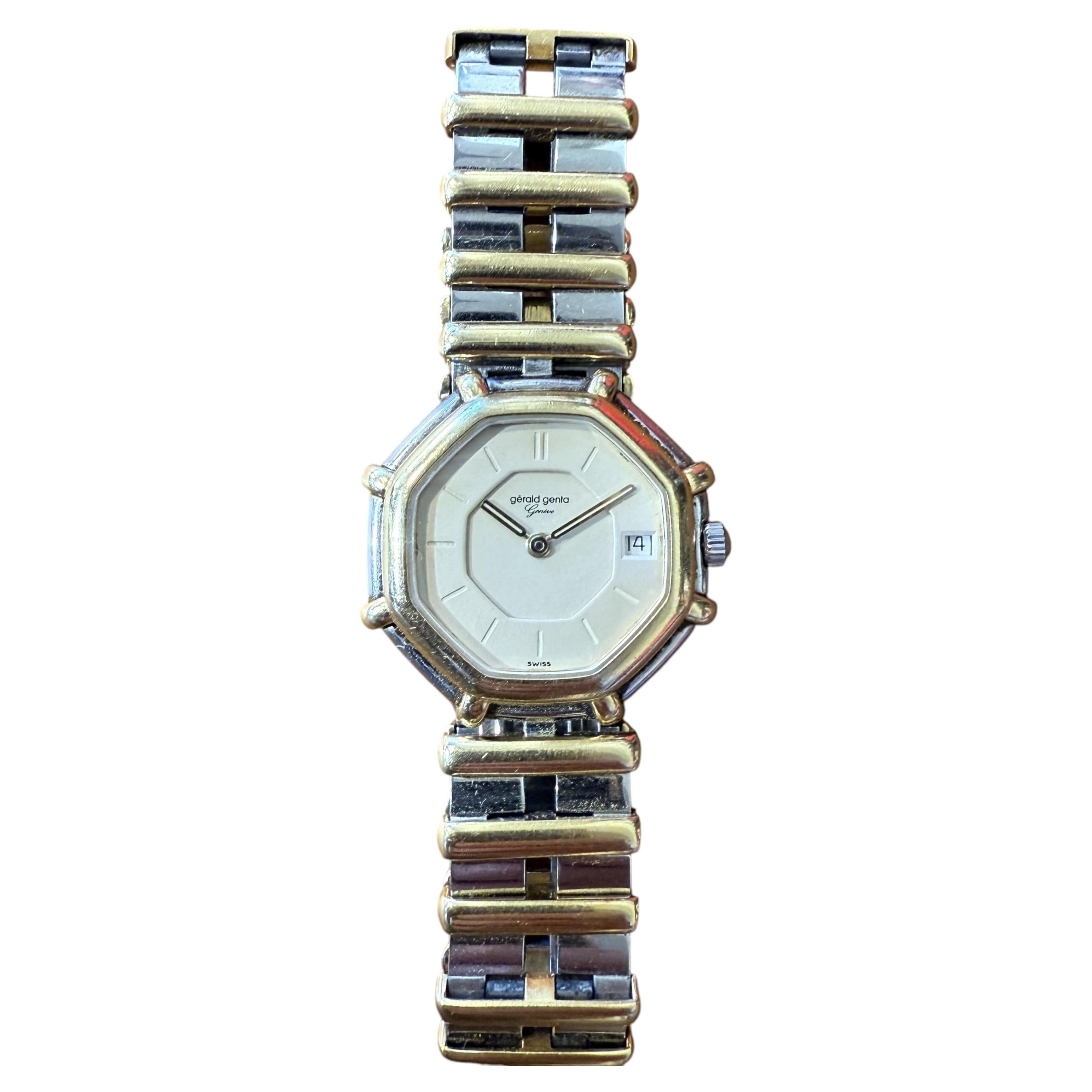 Rare 1990s Gérald Genta 18KT Gold and Steel Ladies' Watch Ref. G 2851.7 For Sale