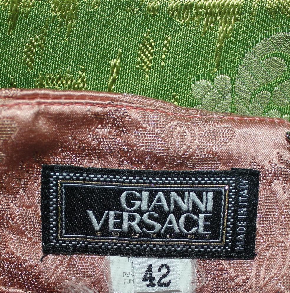 Women's Rare 1990s Gianni Versace Couture Colorblock Jacquard Lace Silk & Lace up Dress