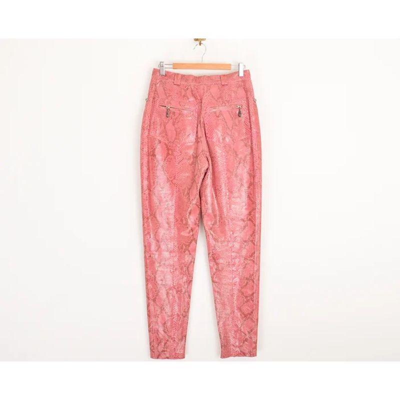 Rare 1990's Gianni Versace Couture Runway Pink Python Skin Trousers Pants For Sale 1