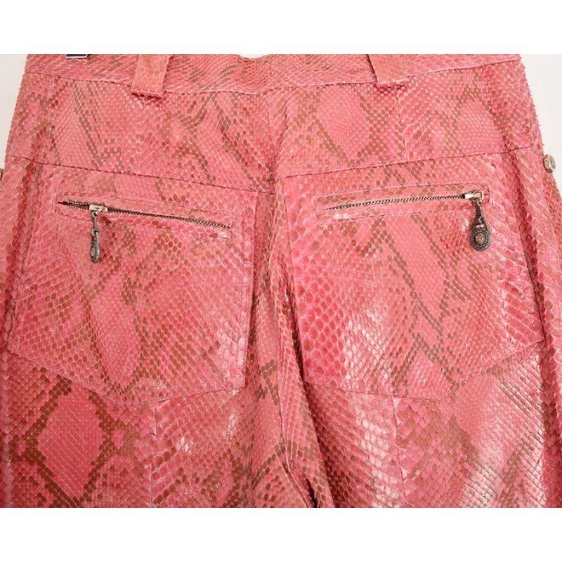 Rare 1990's Gianni Versace Couture Runway Pink Python Skin Trousers Pants For Sale 2