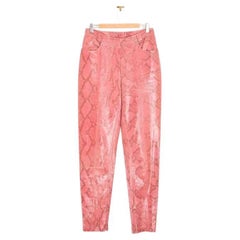 Vintage Rare 1990's Gianni Versace Couture Runway Pink Python Skin Trousers Pants