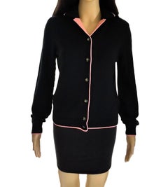 Rare 1990's Gianni Versace Medusa Black & Coral Sweater Cardigan IT 42/ US 4 6