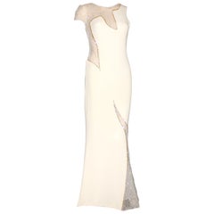 Retro Rare 1990s Gianni Versace Unique Couture Silk Crystal Evening Gown Maxi Dress