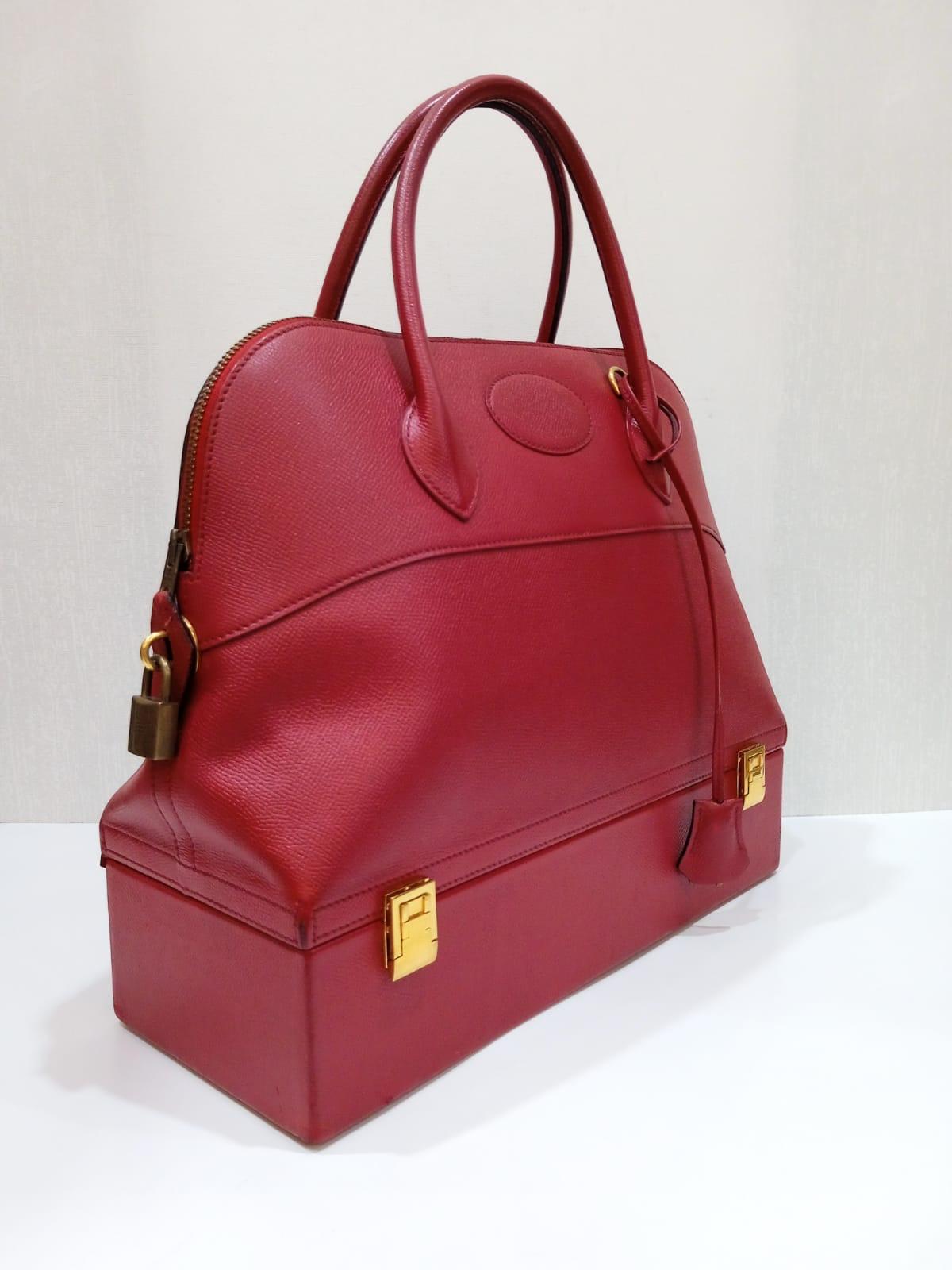 Rare 1990s Hermes Red Epsom Bolide Macpherson Bag For Sale 10