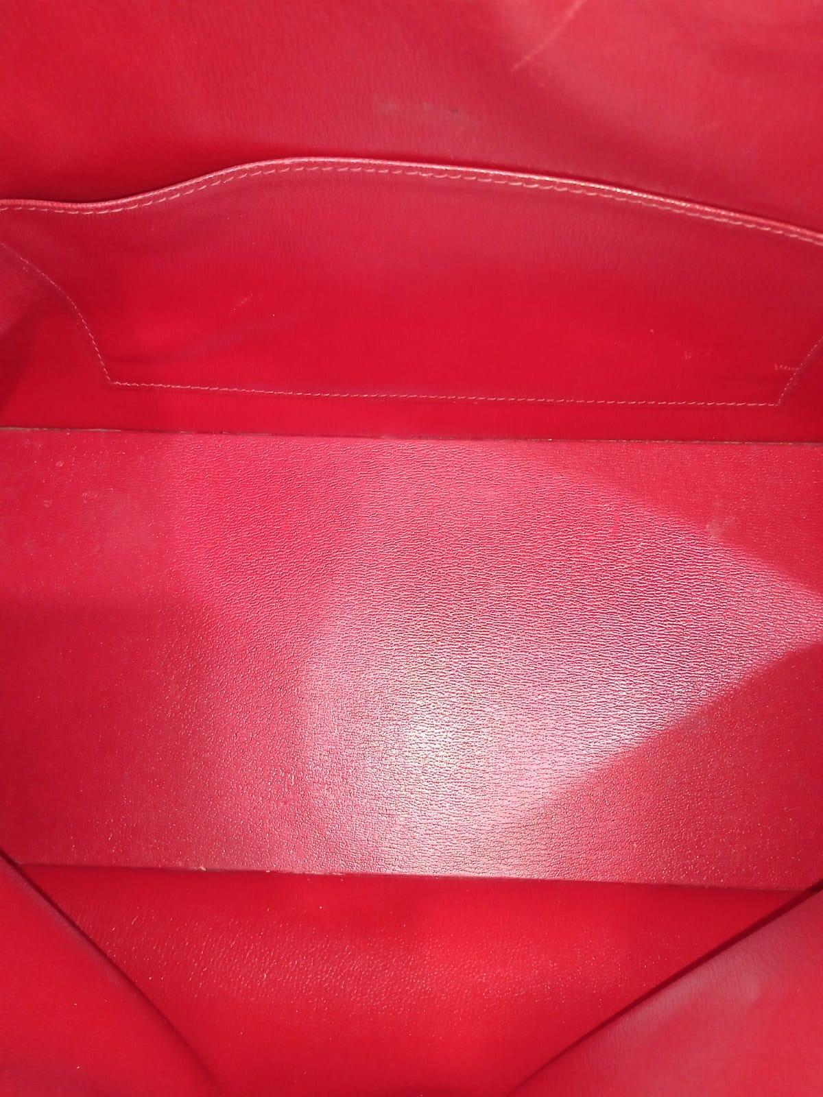 Rare 1990s Hermes Red Epsom Bolide Macpherson Bag For Sale 11
