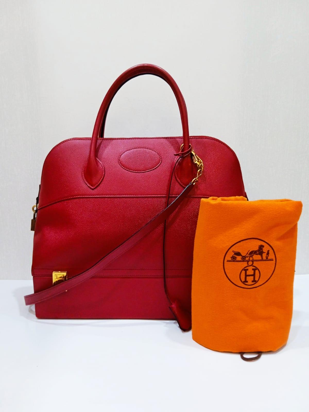 Rare 1990s Hermes Red Epsom Bolide Macpherson Bag For Sale 1