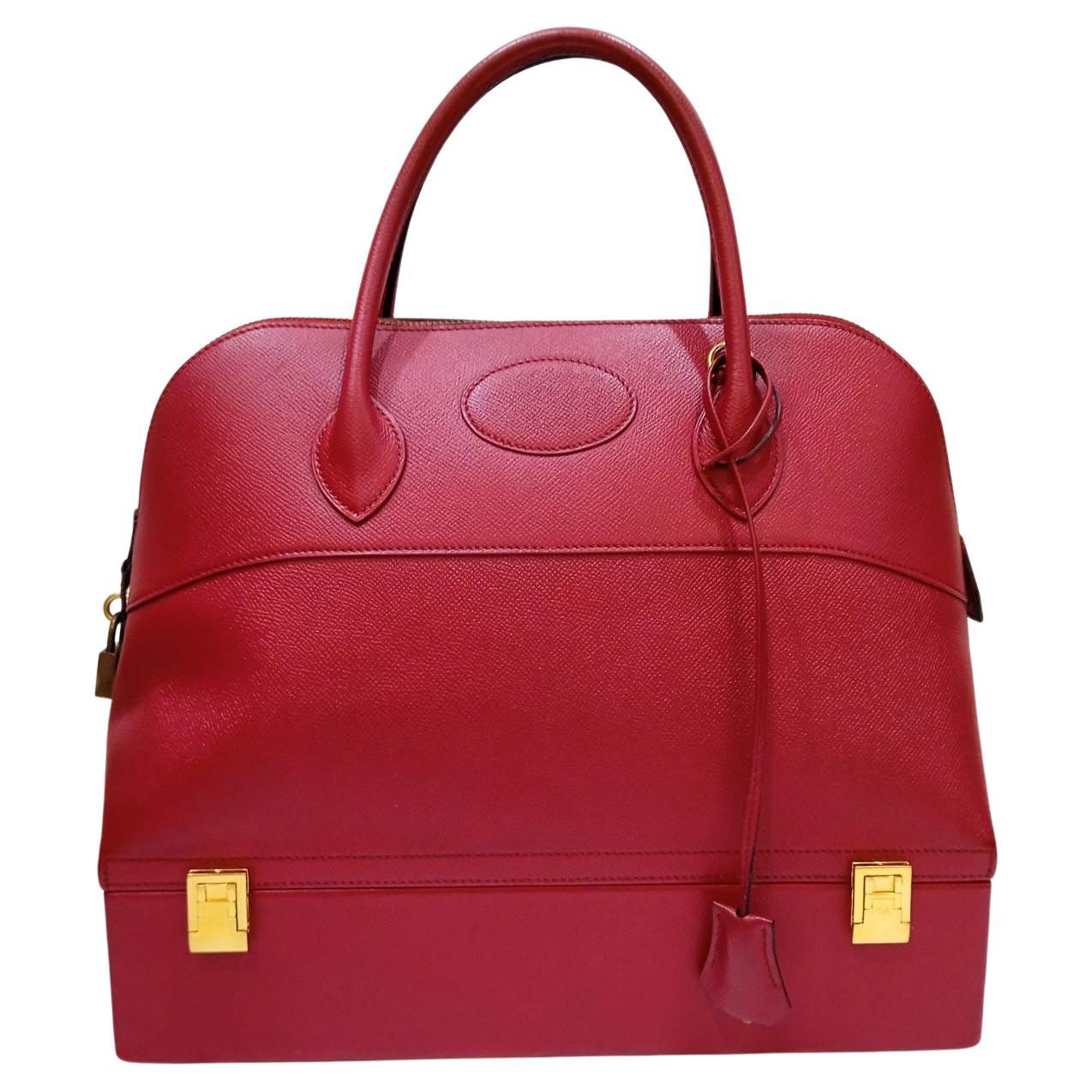 Rare 1990s Hermes Red Epsom Bolide Macpherson Bag For Sale
