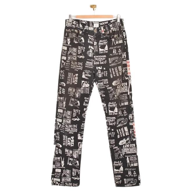 Rare 1990's Moschino Adult Ads Fetish Theme Patterned Vintage Trousers Jeans For Sale