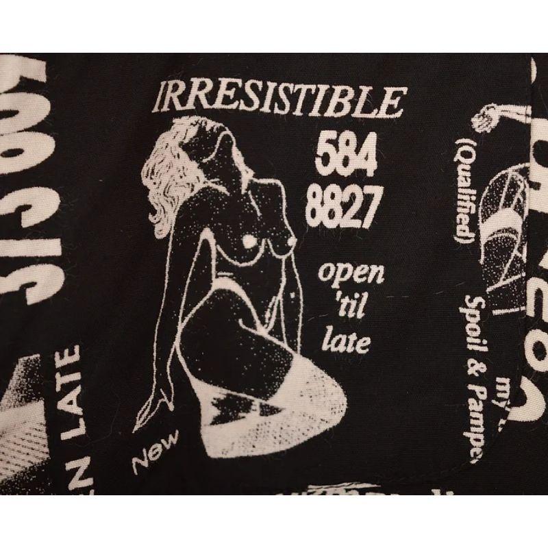 Women's or Men's Rare 1990's Moschino Adult Ads style Fetish Newspaper Print Pattern Shirt For Sale
