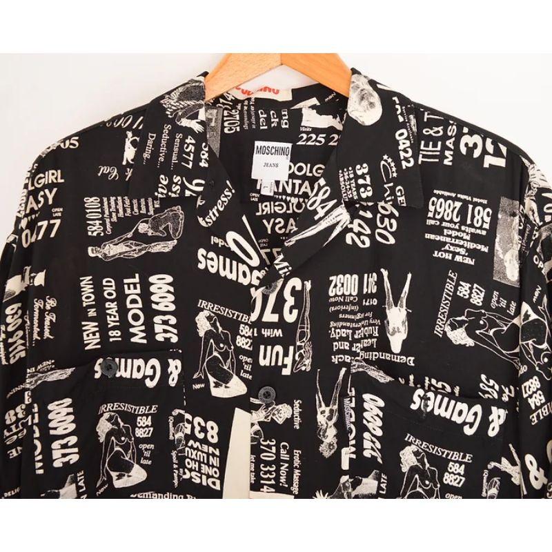 Rare 1990's Moschino Adult Ads style Fetish Newspaper Print Pattern Shirt For Sale 3