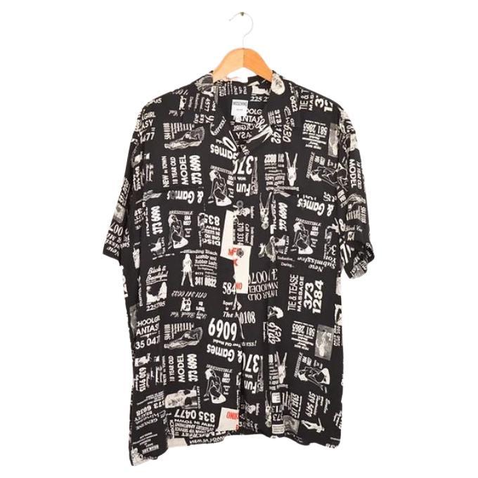 Rare 1990's Moschino Adult Ads style Fetish Newspaper Print Pattern Shirt For Sale