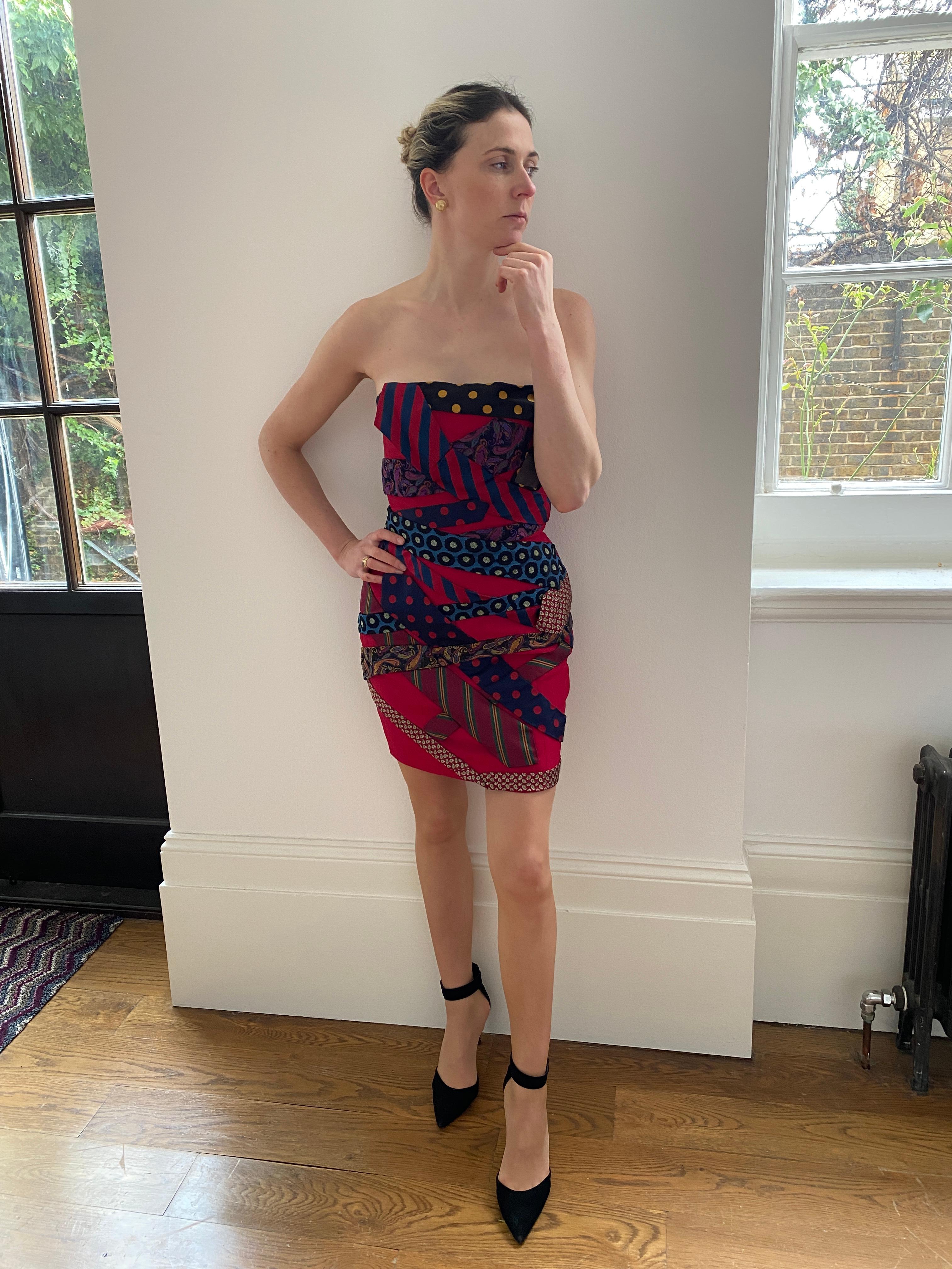 Rare 1990s Moschino Couture Tie Dress For Sale 1