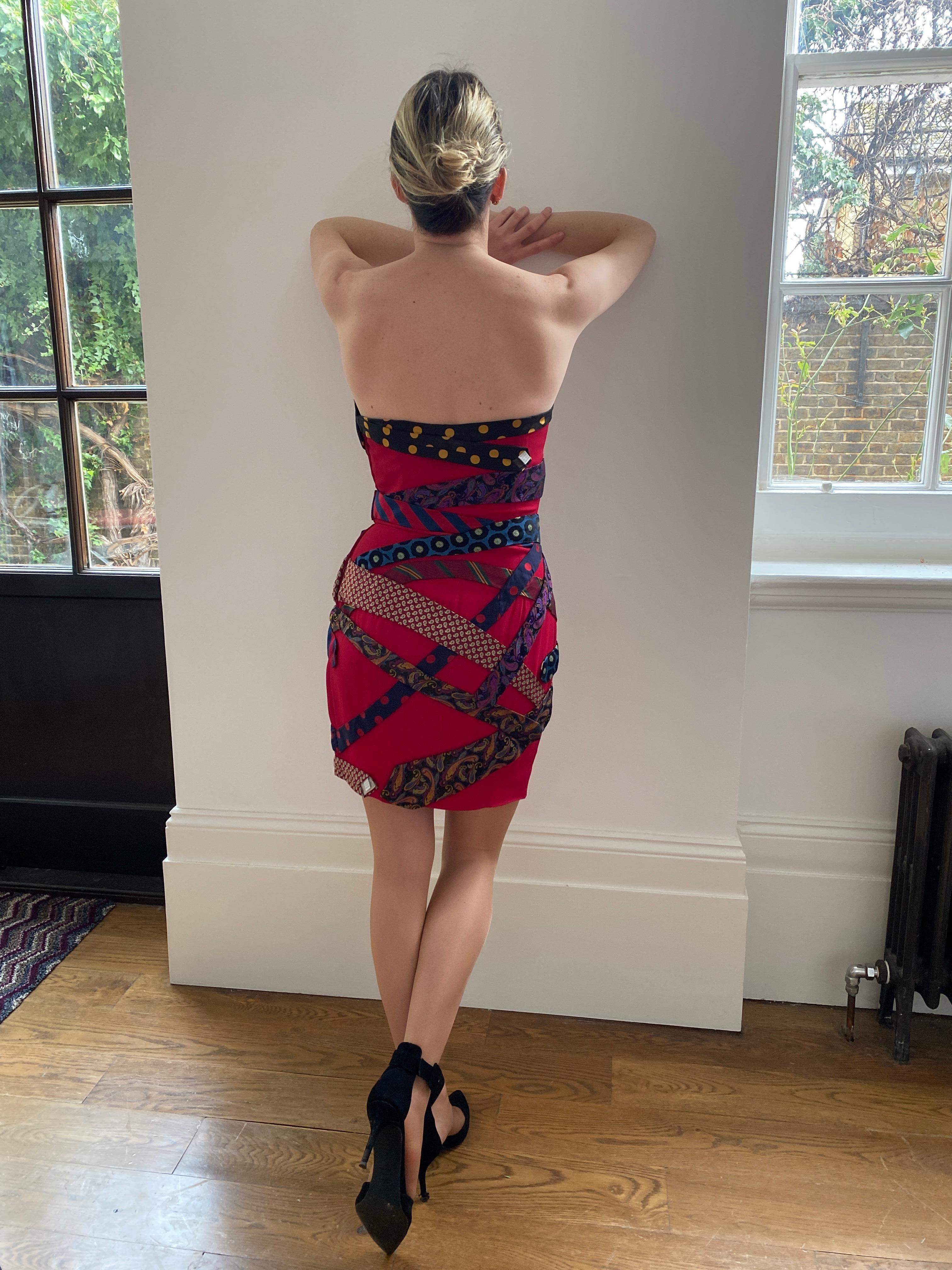 Rare 1990s Moschino Couture Tie Dress For Sale 2