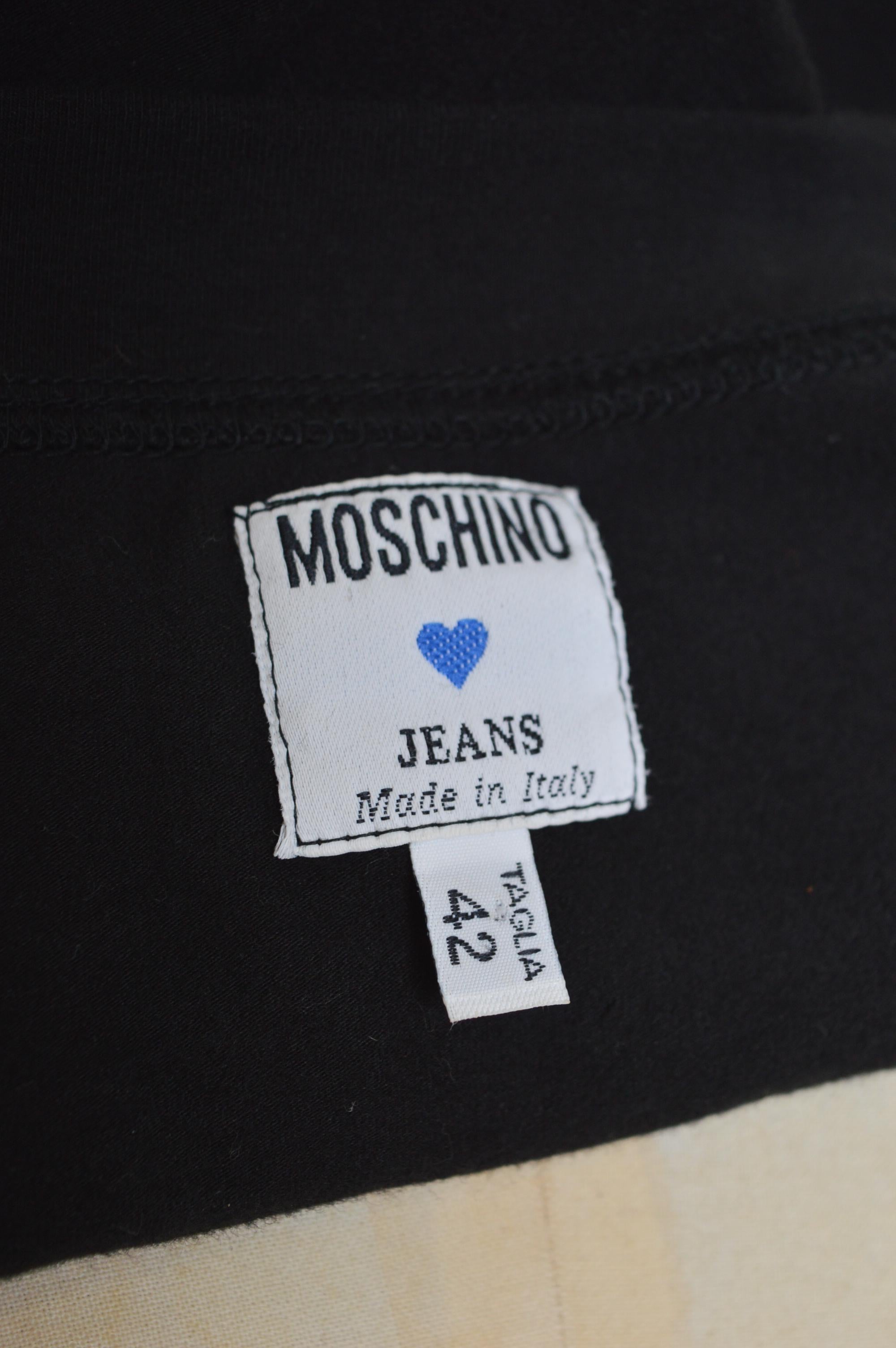 Rare 1990’s Moschino ‘Love Theatre’ Via Sant Andrea MILAN Black stretchy body For Sale 1
