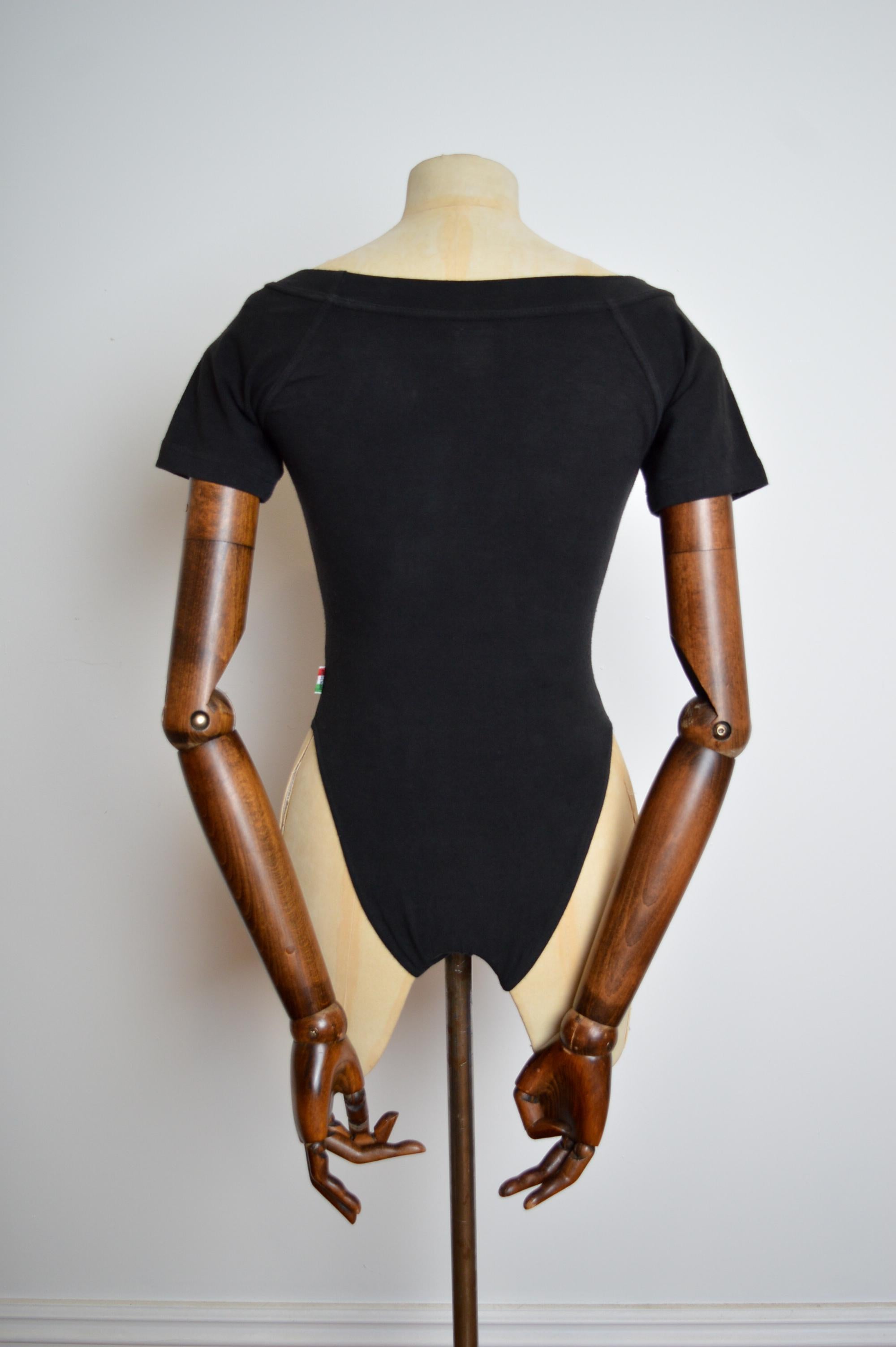 Rare 1990’s Moschino ‘Love Theatre’ Via Sant Andrea MILAN Black stretchy body For Sale 2