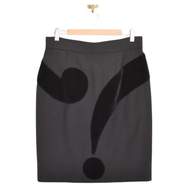 Rare 1990's Moschino 'Question Mark' ? Black Pencil Mini Mini Skirt For Sale