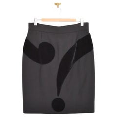 Vintage Rare 1990's Moschino 'Question Mark' ? Black Pencil Mini Mini Skirt