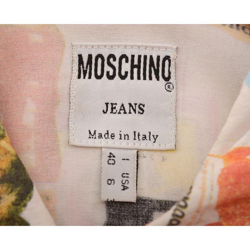 Rare 1990's Moschino Supermarket Advertising Colourful Patterned Slogan Shirt For Sale 4