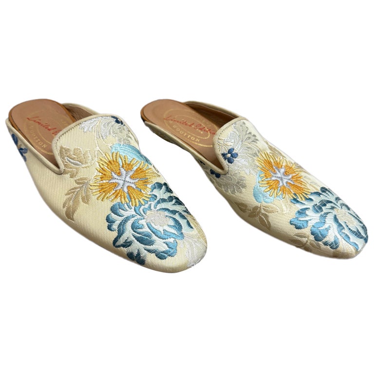 Raro 1990 Stubbs and Wootton Palm Motif Embroidered Jacquard and