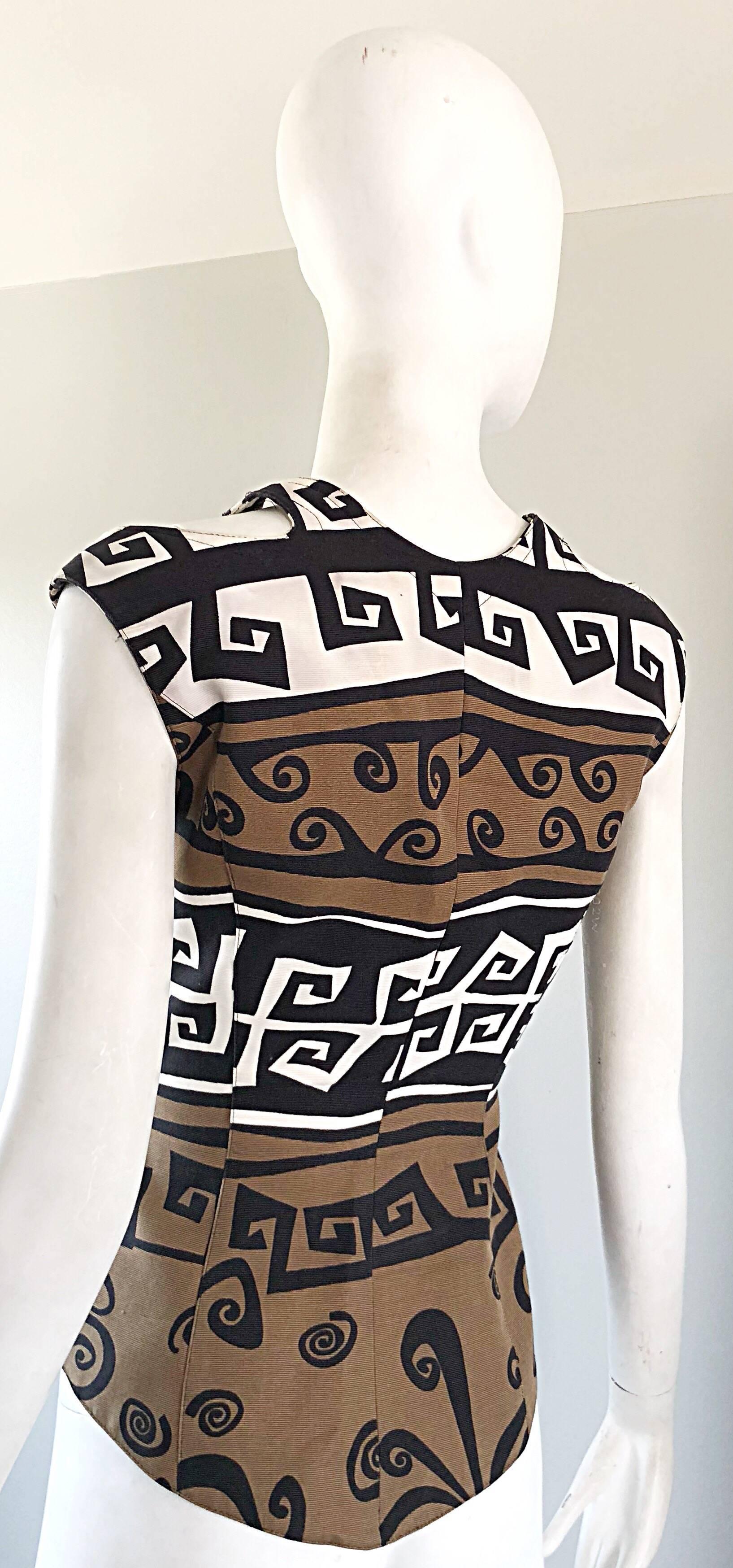 Rare 1990s Thierry Mugler Aztec Abstract Print Cut - Out Vintage 90s Top Vest For Sale 5