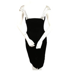 rare 1990's THIERRY MUGLER 'winged' black velvet dress with silver detail