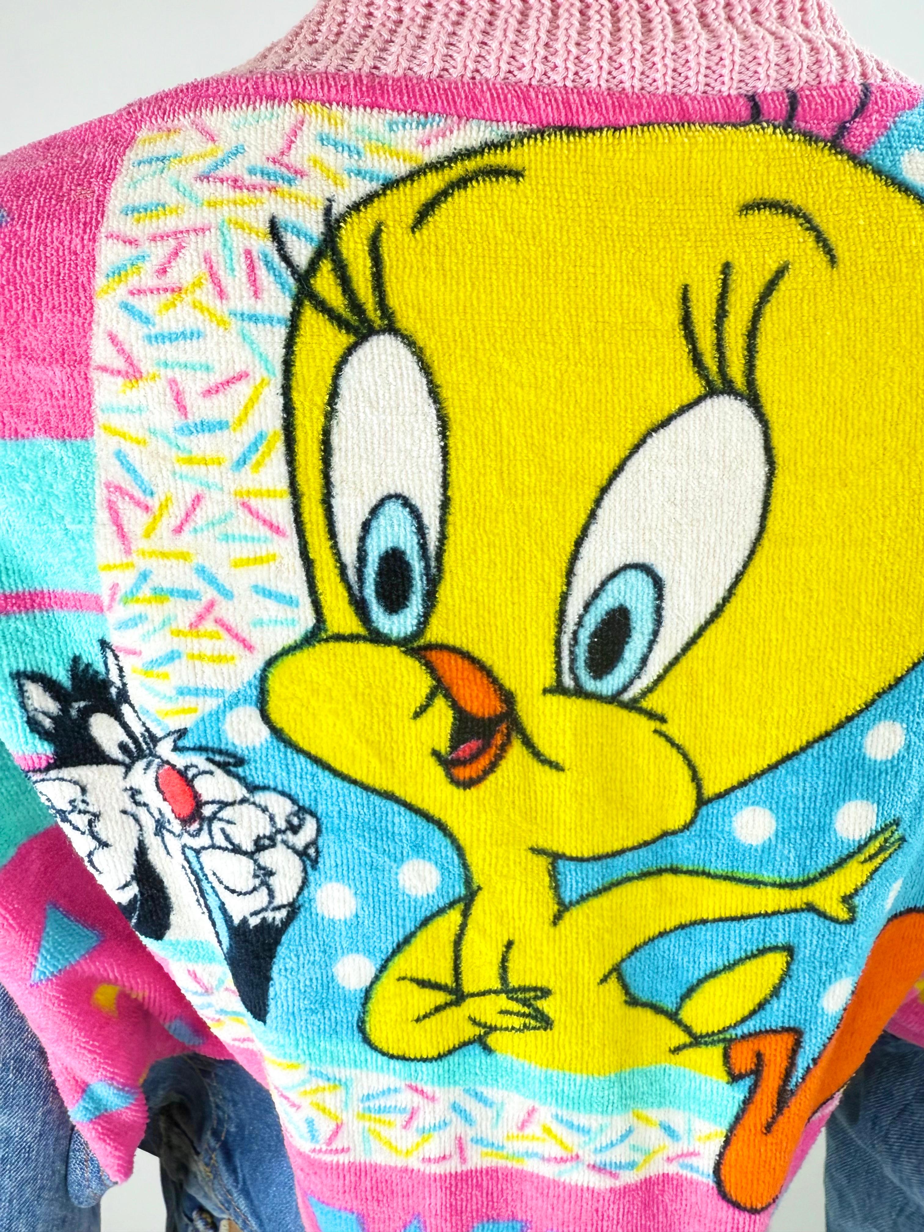 Rare 1990 Too Cute Guetta Family Denim Tweety Jacket Vintage Looney Tunes USA en vente 12