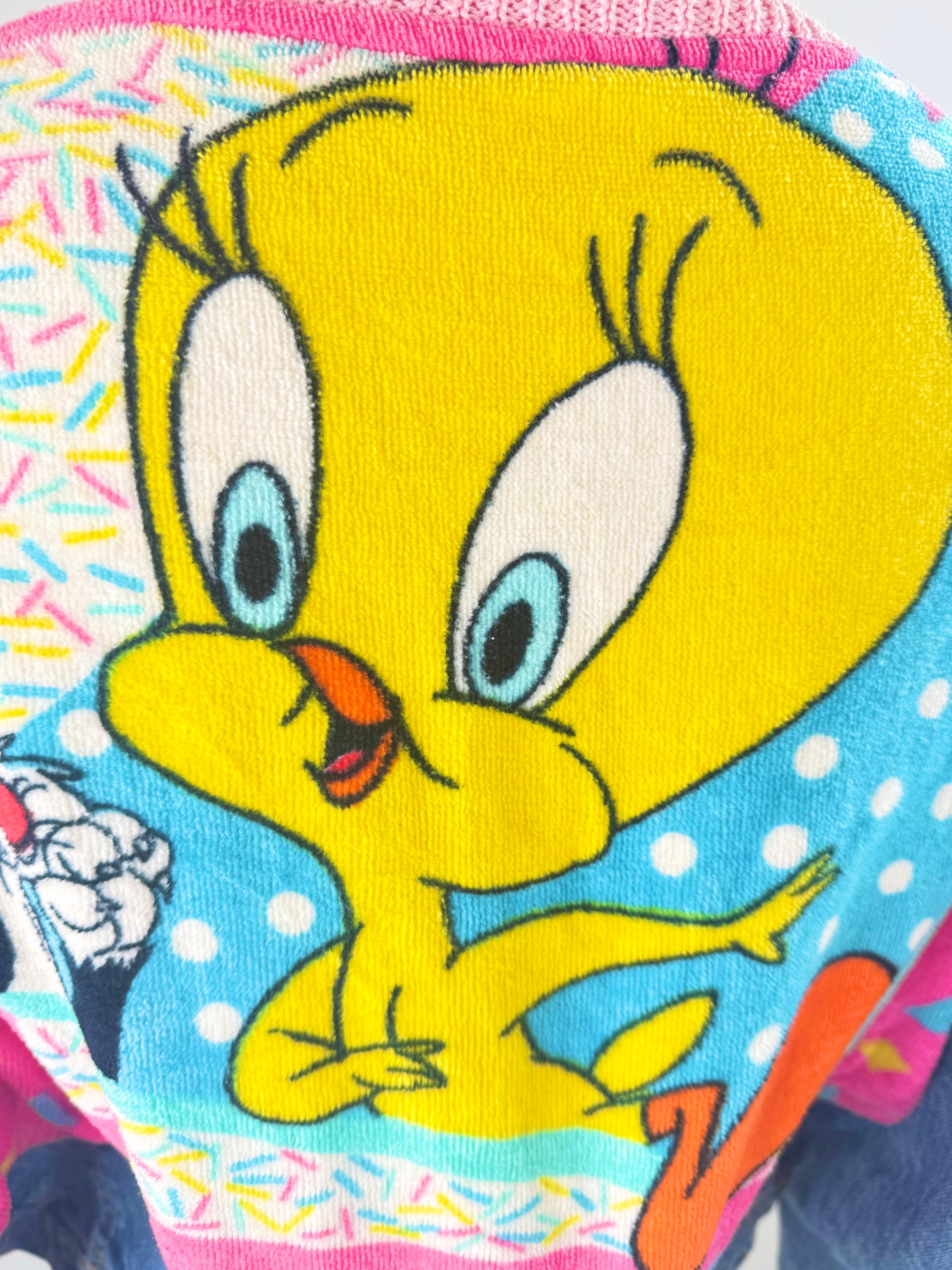 Rare 1990 Too Cute Guetta Family Denim Tweety Jacket Vintage Looney Tunes USA Excellent état - En vente à San Diego, CA