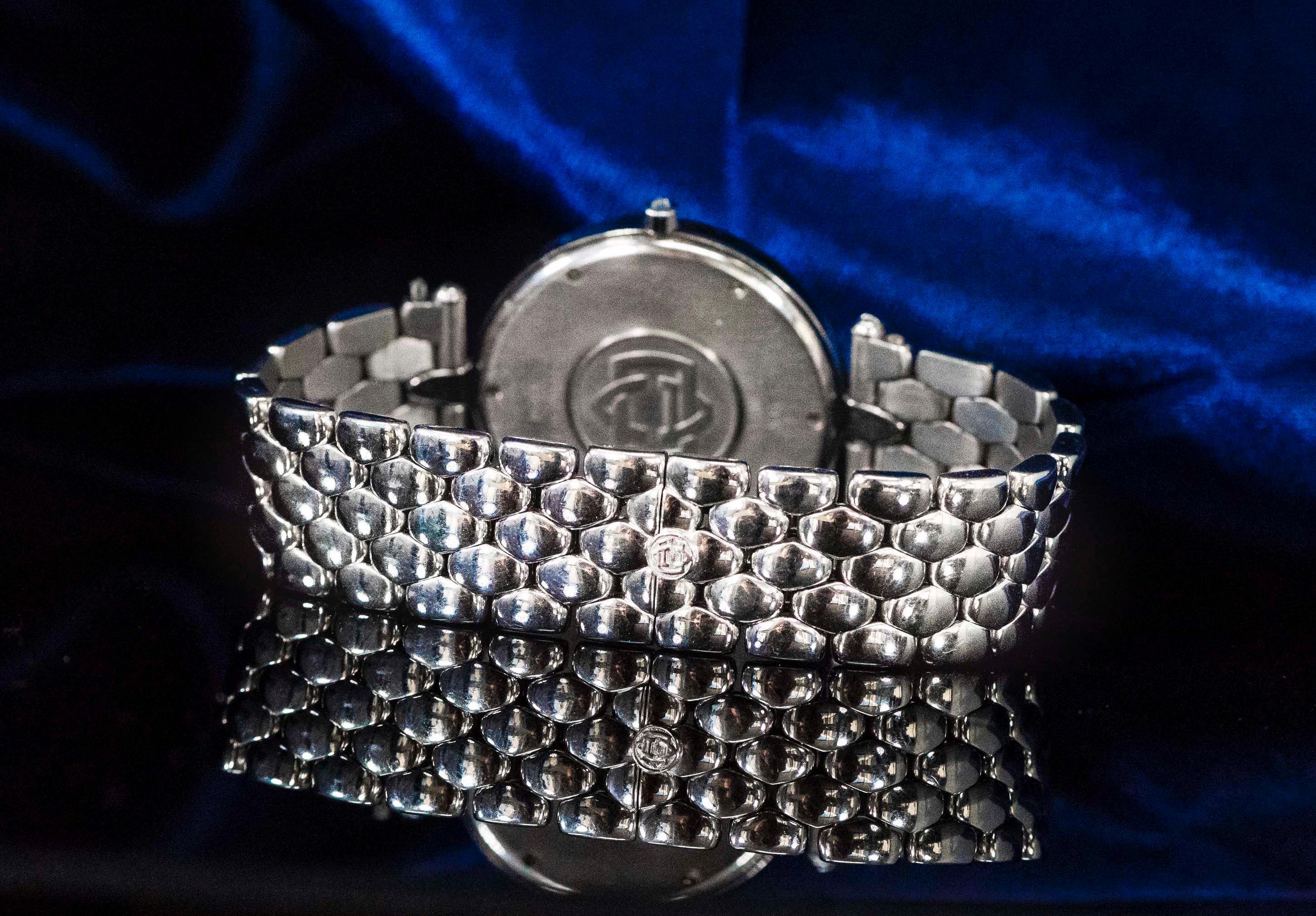 1990s Van Cleef Arpels 18k Gold Pave Diamond Dial & Sapphire Bracelet Watch 11