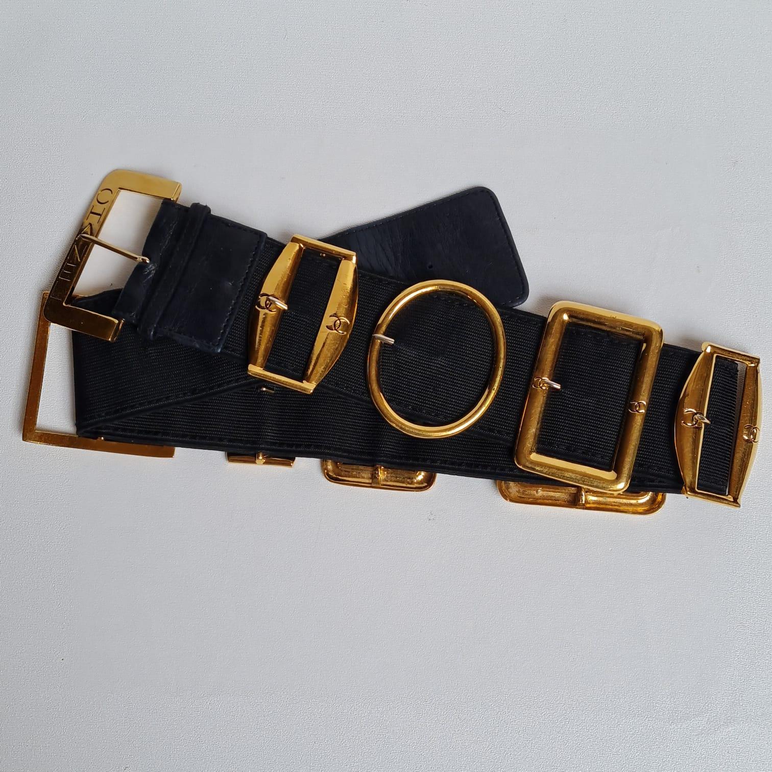Rare 1990s Vintage Chanel Elastic Buckled Belt 1
