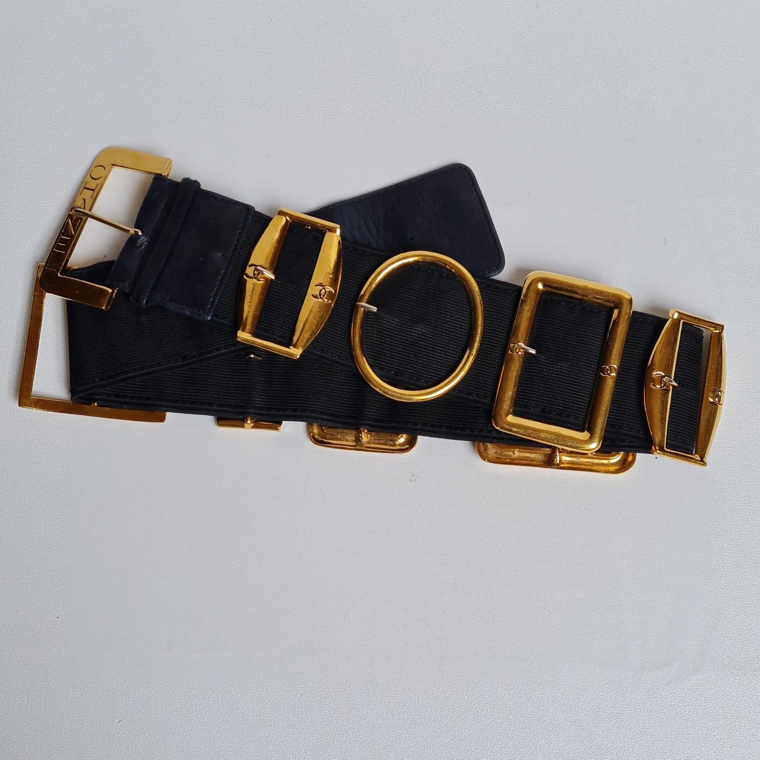 Rare 1990s Vintage Chanel Elastic Buckled Belt 3