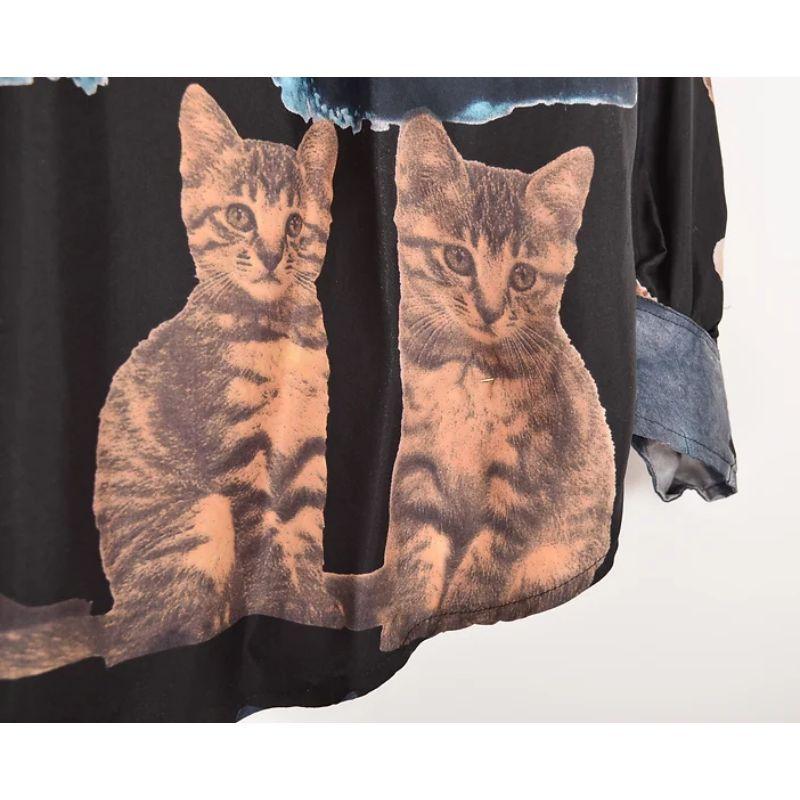 Rare 1990's Vintage Moschino Animal Photo Pet Print Pattern Silk Shirt Blouse For Sale 2