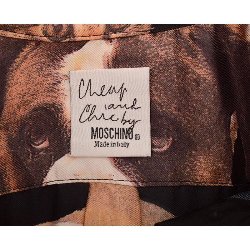 Rare 1990's Vintage Moschino Animal Photo Pet Print Pattern Silk Shirt Blouse en vente 3