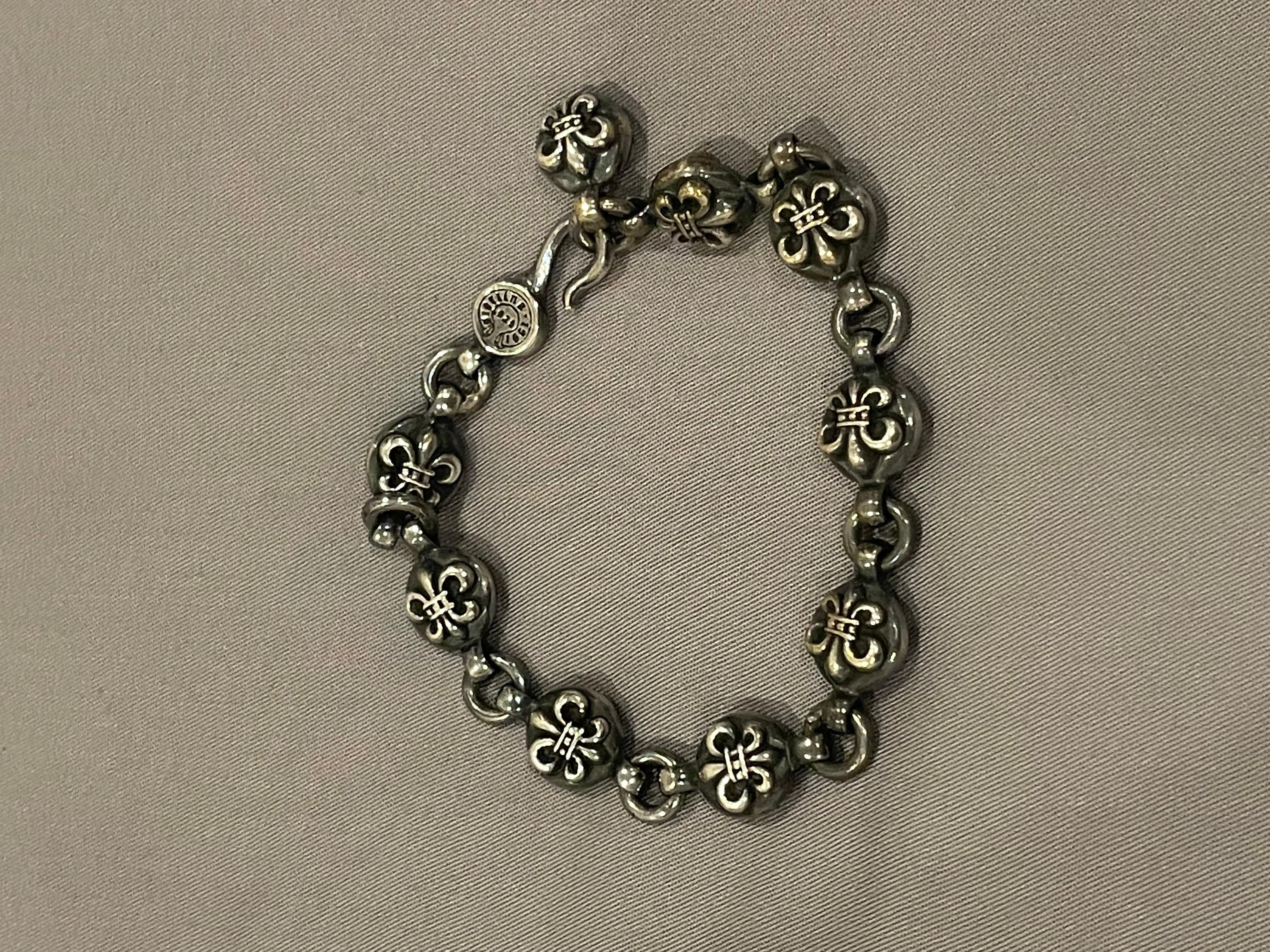 Rare 1991 Chrome Hearts 9.25 Sterling Silver Pastilles Sword Chain Bracelet en vente 2