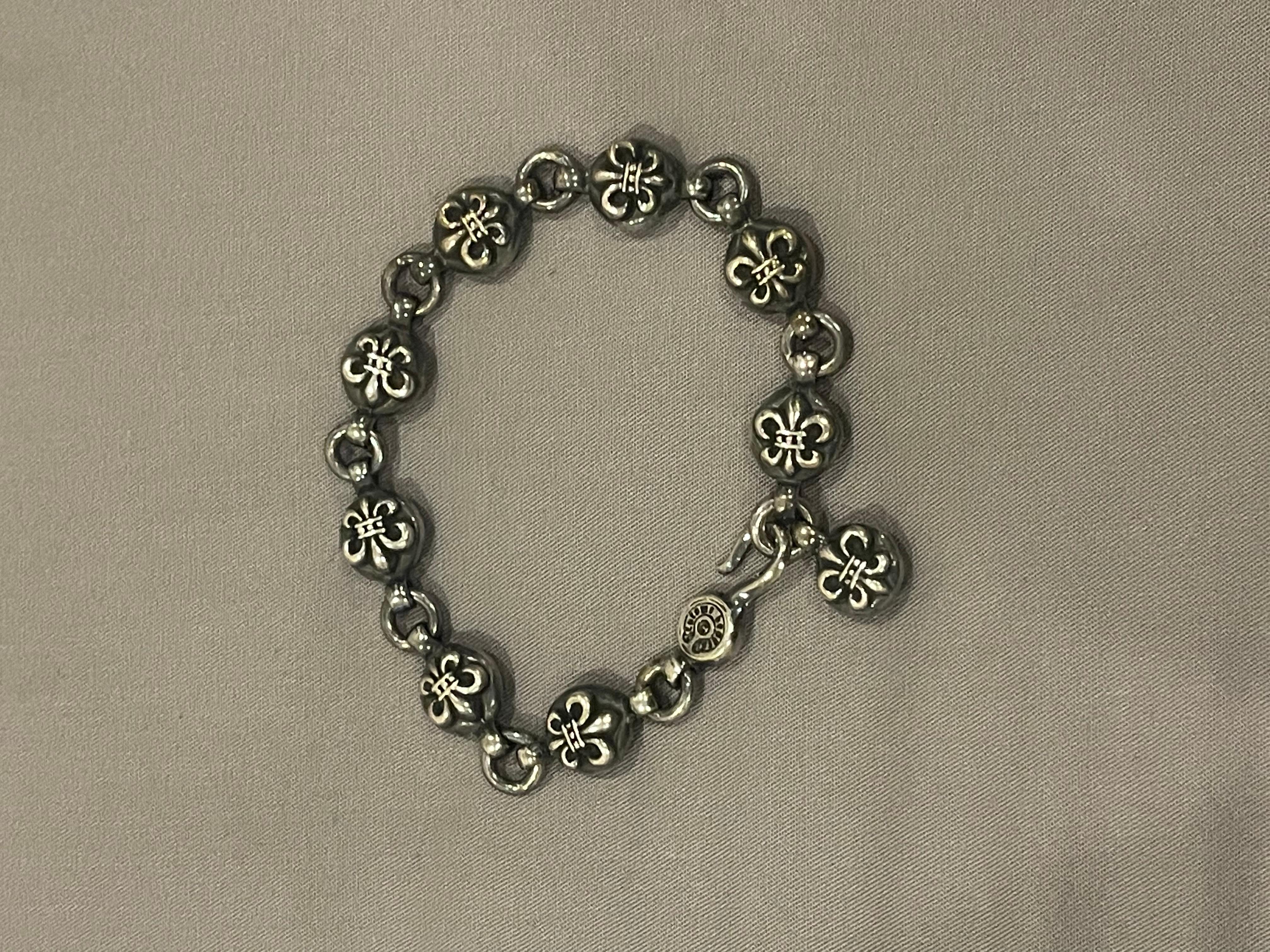 Women's or Men's Rare 1991 Chrome Hearts 9.25 Sterling Silver Pastilles Sword Chain Bracelet For Sale