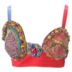 Rare 1991 Gianni Versace Couture Embroidered Bustier with Figural Motifs 