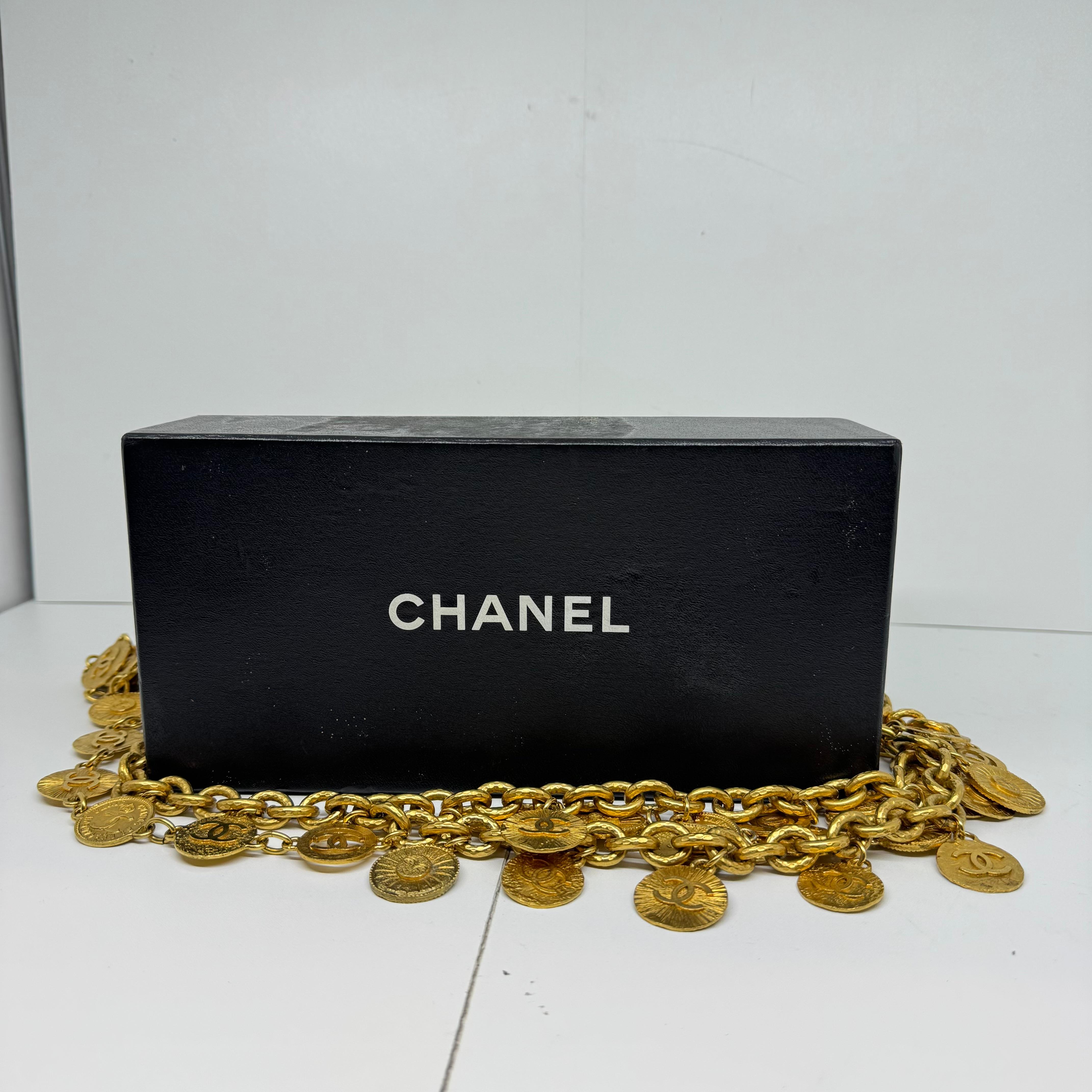 Rare 1993 Chanel Gold Chain Triple Layered Medallion Belt For Sale 8