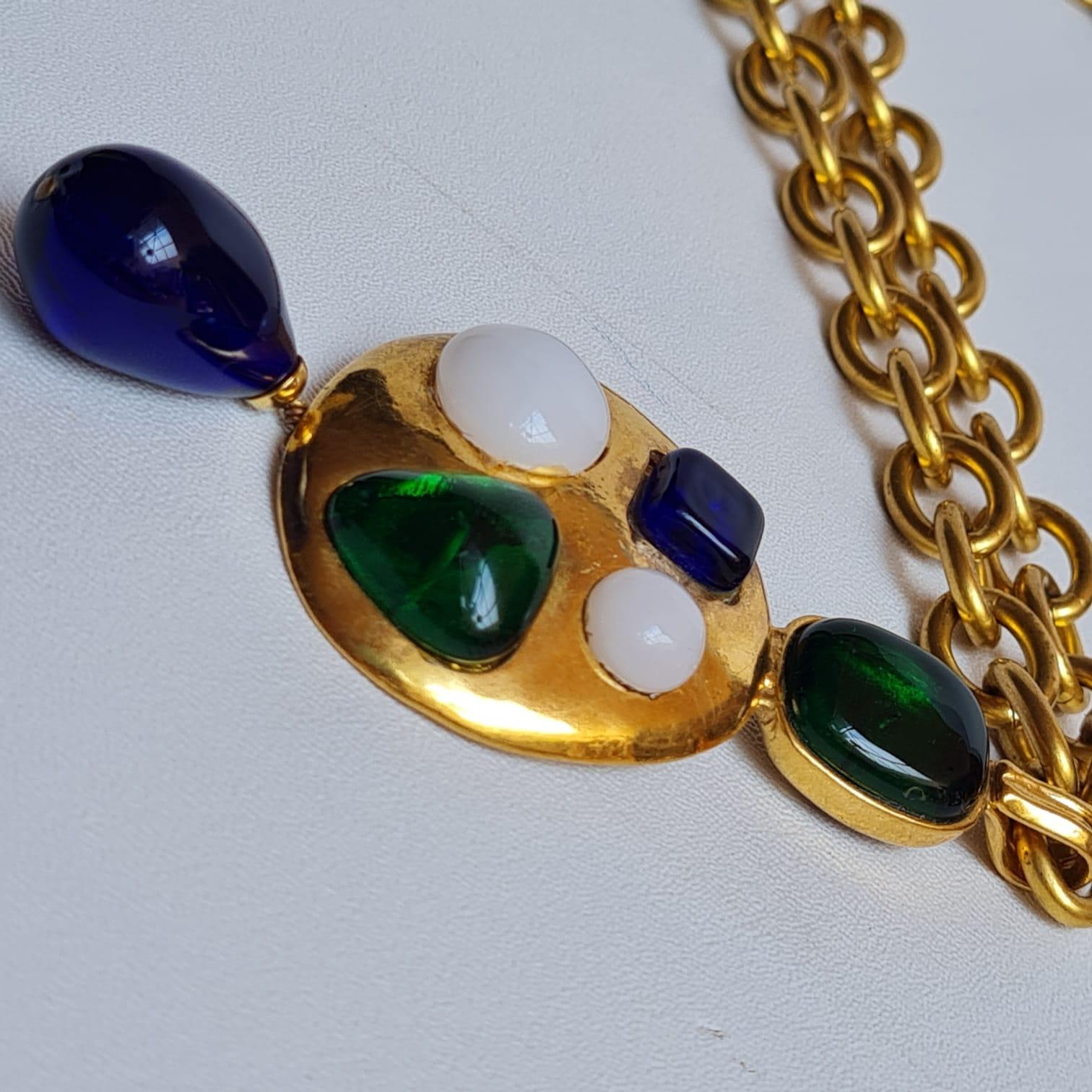 Chanel, rare collier vintage Gripoix byzantin en or avec perles pendantes, 1993 4